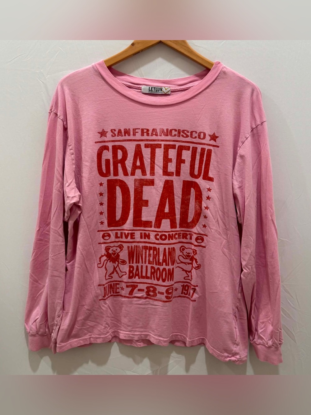 Anthropologie Letluv Pink Long Sleeve 'Grateful Dead' Graphic Tee